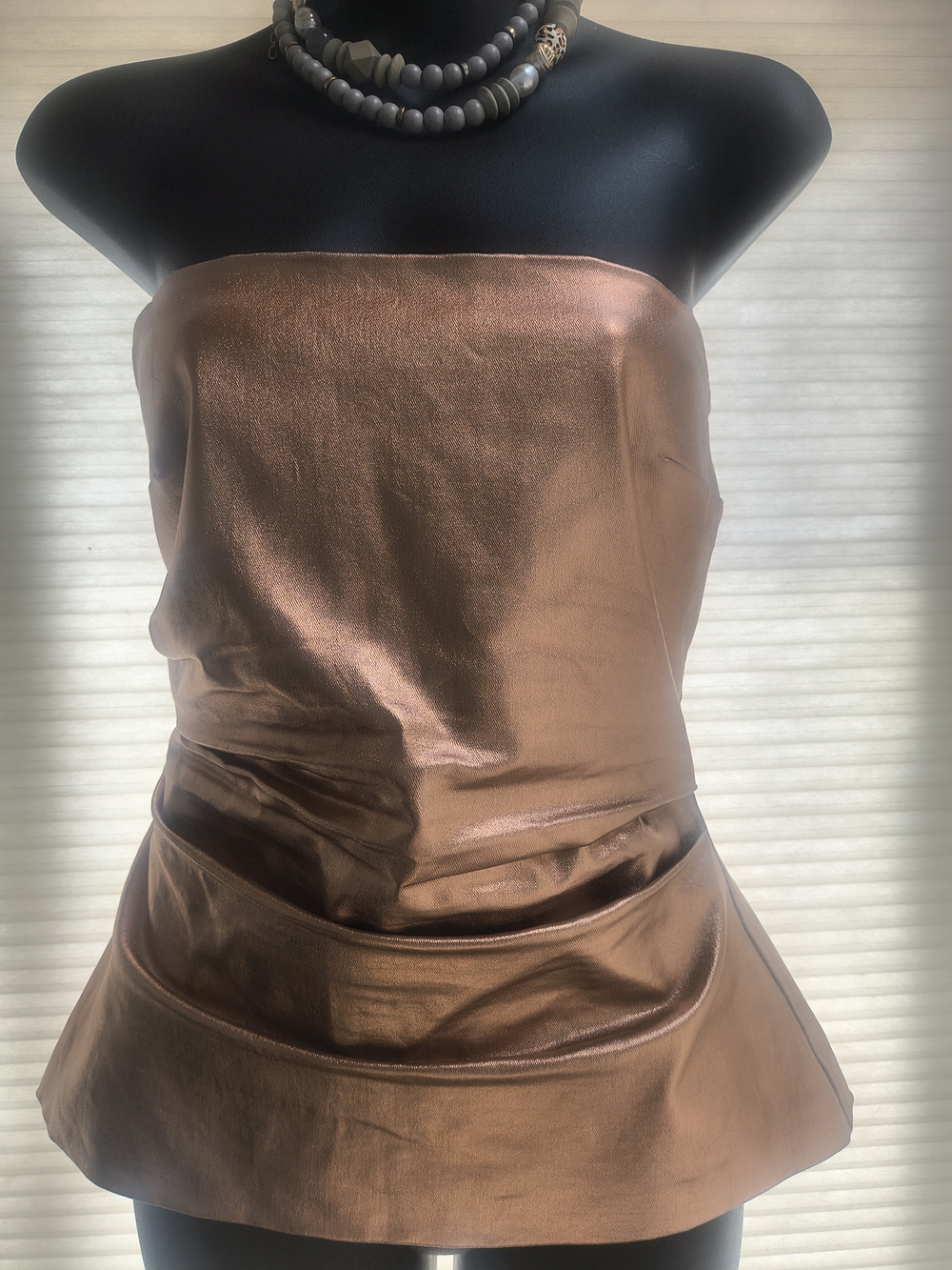 Zara Copper Metallic Strapless Top